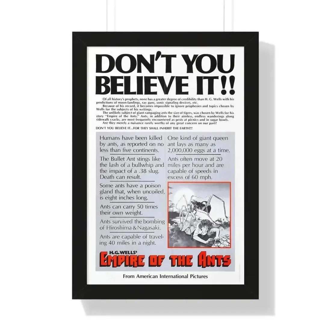 EMPIRE OF THE ANTS (TEASER) 1977 - Framed Movie Poster 16″ x 24″ Black - The Sticker Space