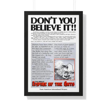 EMPIRE OF THE ANTS (TEASER) 1977 - Framed Movie Poster 20" x 30" Black - The Sticker Space