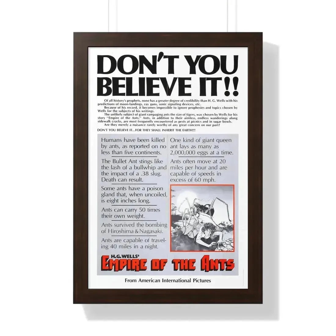 EMPIRE OF THE ANTS (TEASER) 1977 - Framed Movie Poster - The Sticker Space