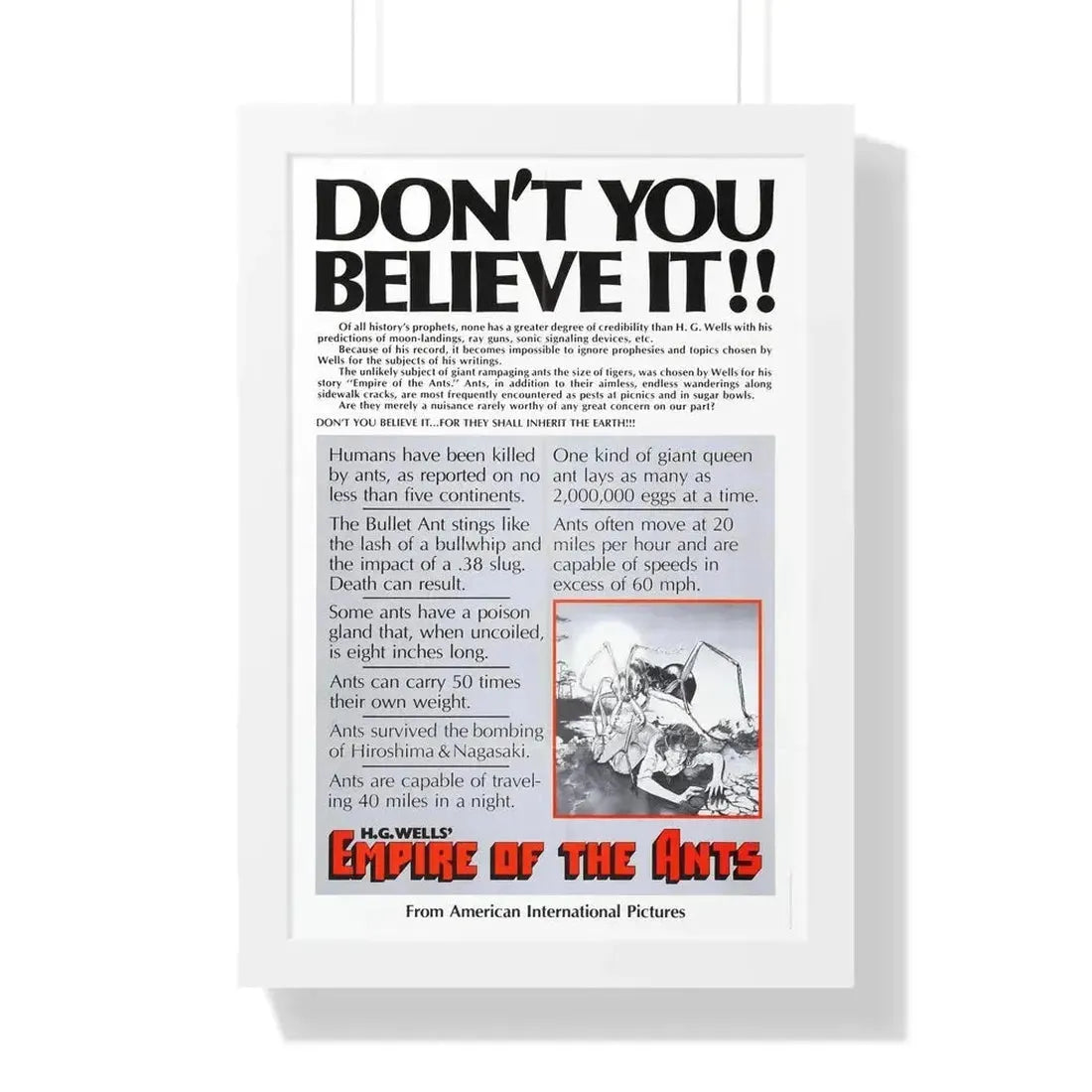 EMPIRE OF THE ANTS (TEASER) 1977 - Framed Movie Poster - The Sticker Space