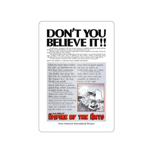 EMPIRE OF THE ANTS (TEASER) 1977 Movie Poster STICKER Vinyl Die-Cut Decal 2 Inch - The Sticker Space