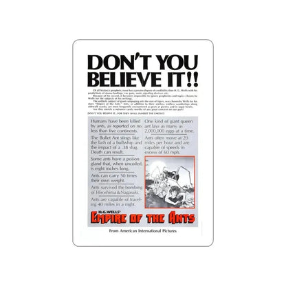 EMPIRE OF THE ANTS (TEASER) 1977 Movie Poster STICKER Vinyl Die-Cut Decal 5 Inch - The Sticker Space