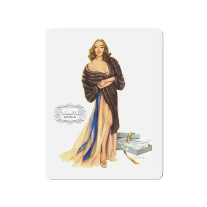 Enchanting Minks, Esquire, March 1948 (Magazine Illustration) Refrigerator Magnet 2 Inch Die-Cut - The Sticker Space