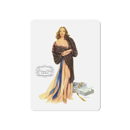 Enchanting Minks, Esquire, March 1948 (Magazine Illustration) Refrigerator Magnet 3 Inch Die-Cut - The Sticker Space