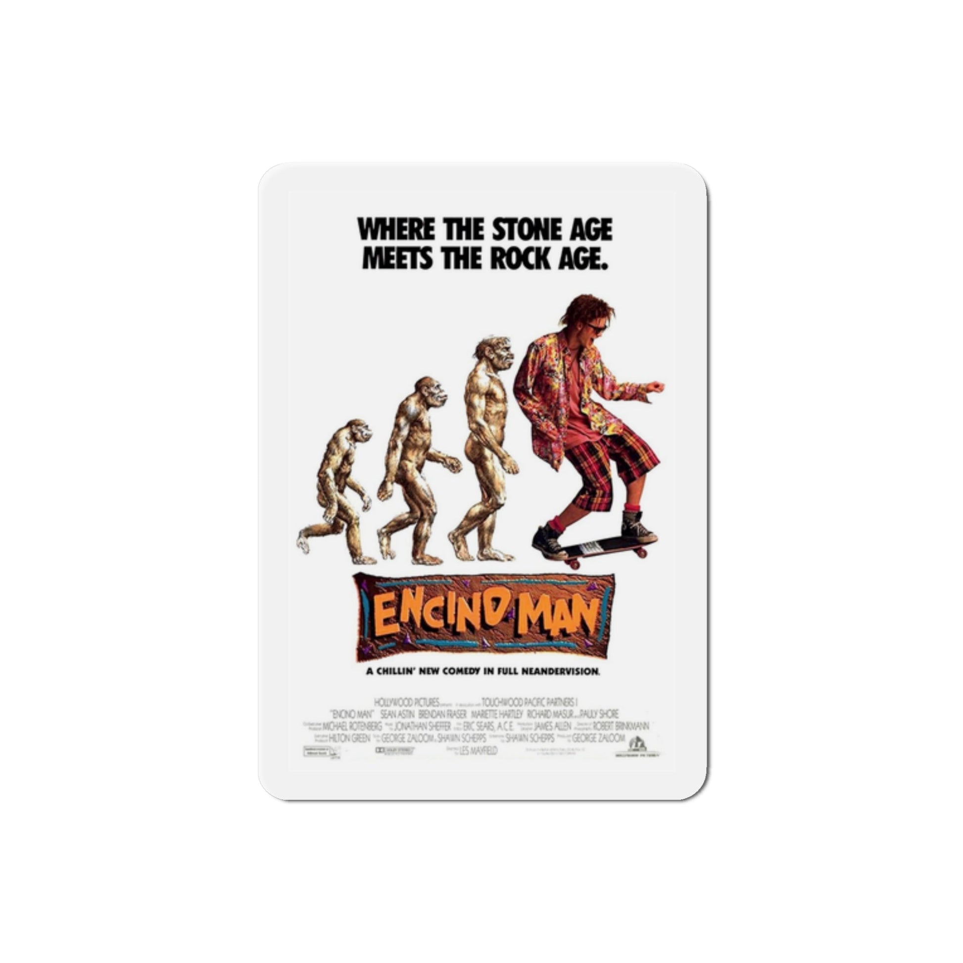 Encino Man 1992 Movie Poster Die-Cut Magnet-2" x 2"-The Sticker Space