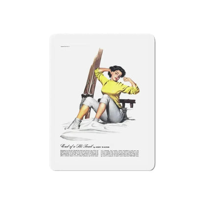 End Of a Ski Trail, Esquire, April 1947 (Magazine Illustration) Refrigerator Magnet - The Sticker Space
