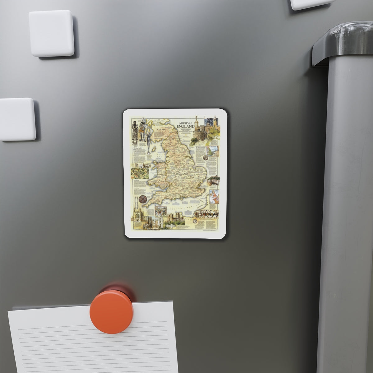 England - Medieval (1979) (Map) Refrigerator Magnet-The Sticker Space