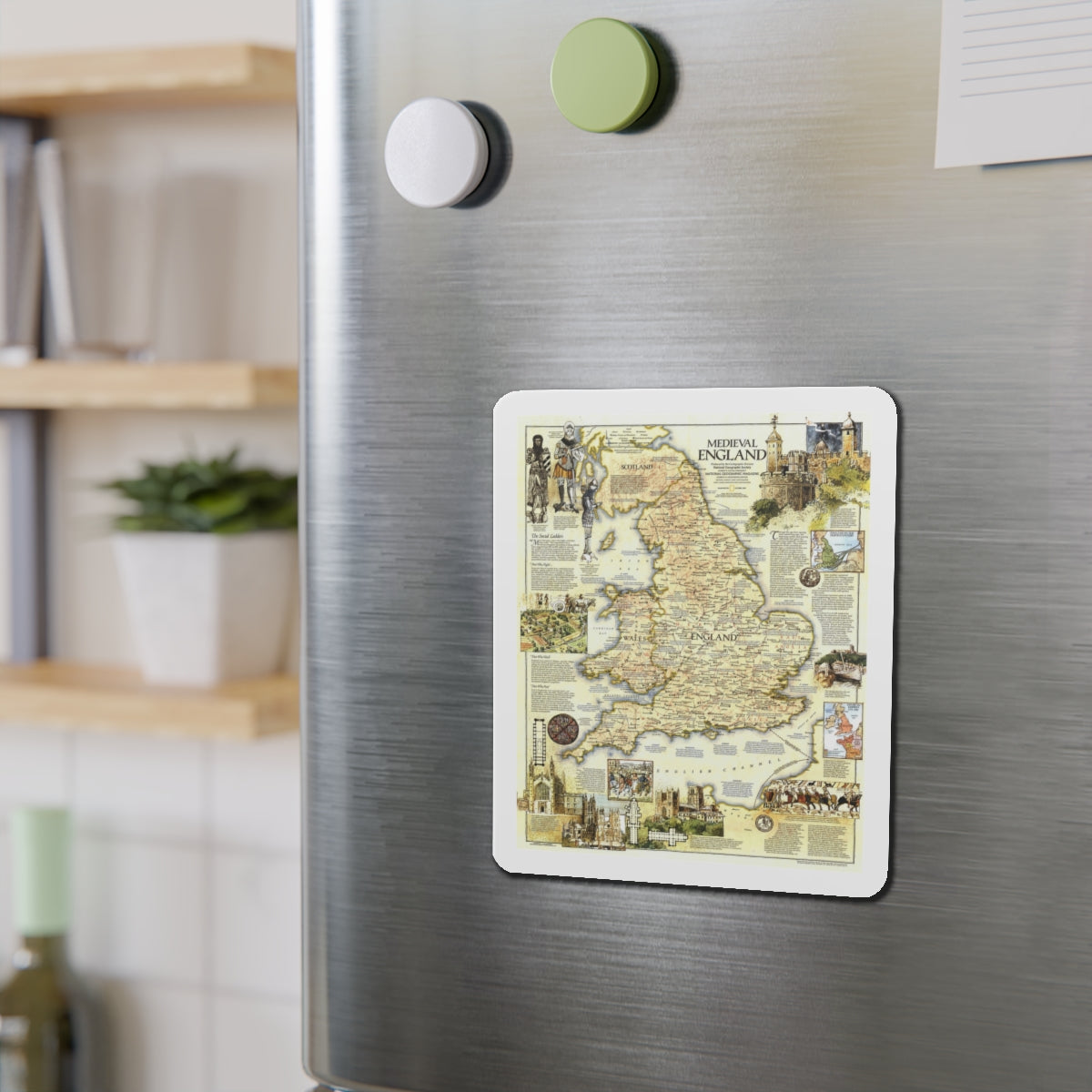 England - Medieval (1979) (Map) Refrigerator Magnet-The Sticker Space