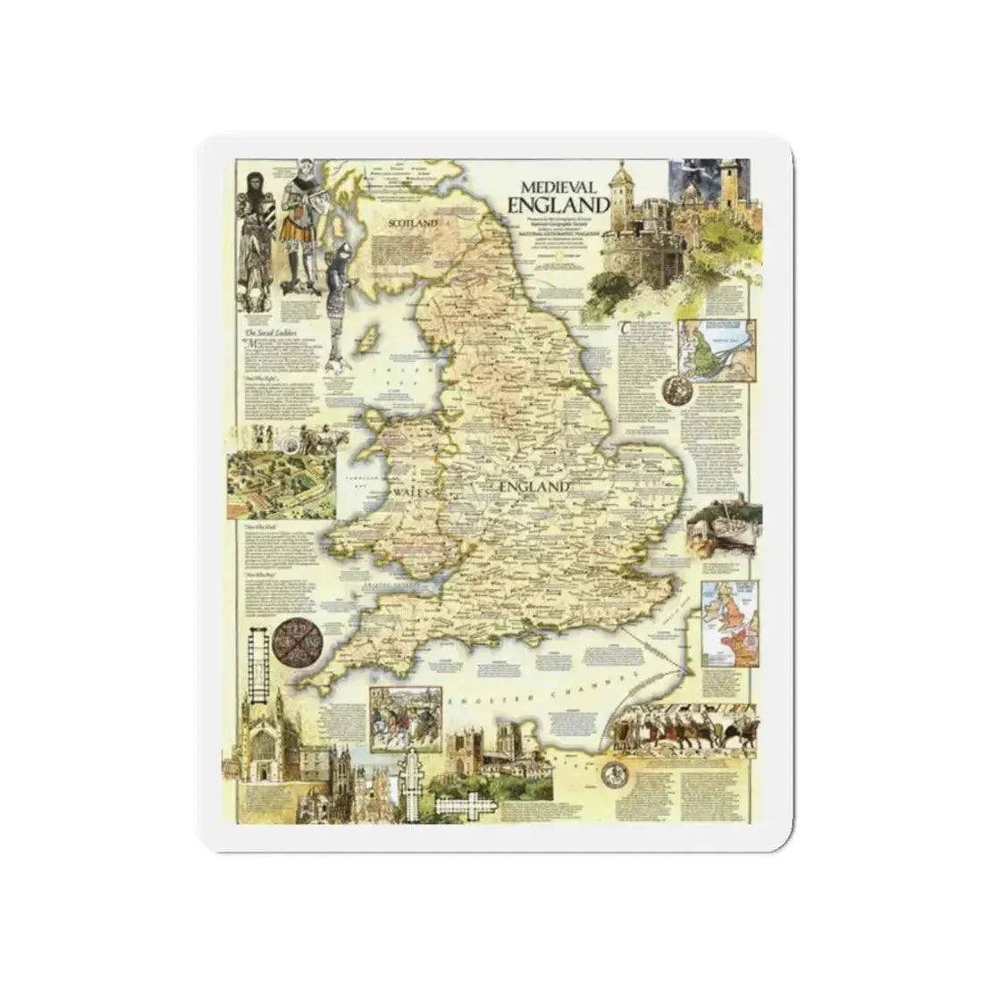 England - Medieval (1979) (Map) Refrigerator Magnet 2 Inch - The Sticker Space
