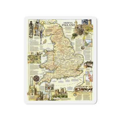 England - Medieval (1979) (Map) Refrigerator Magnet-2" x 2"-The Sticker Space