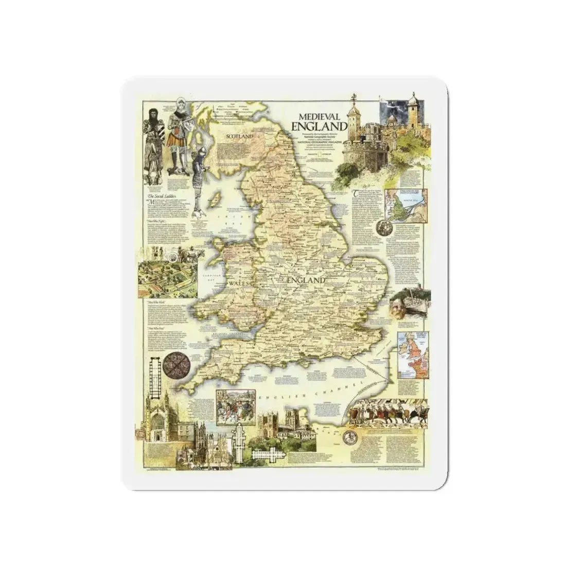 England - Medieval (1979) (Map) Refrigerator Magnet 3 Inch - The Sticker Space