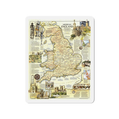 England - Medieval (1979) (Map) Refrigerator Magnet-3" x 3"-The Sticker Space