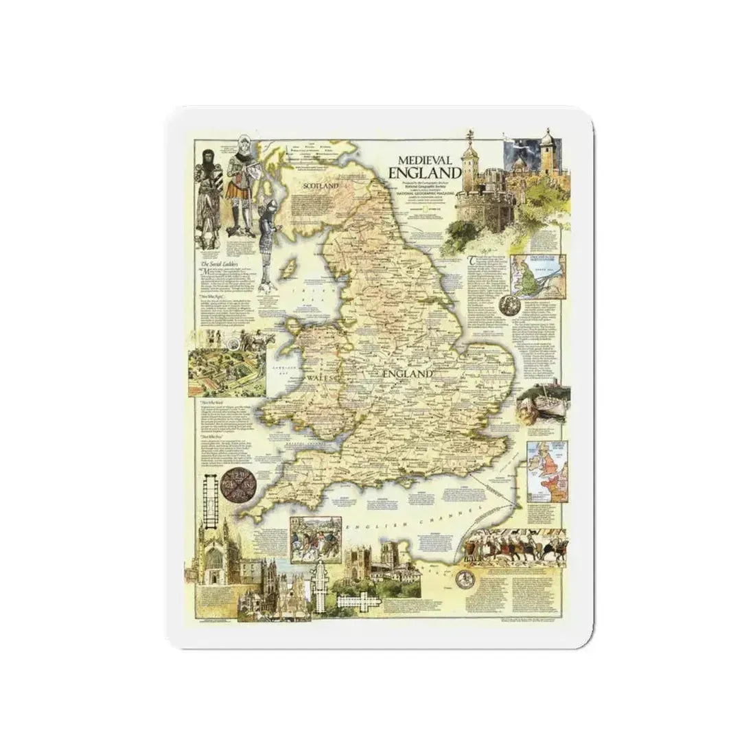 England - Medieval (1979) (Map) Refrigerator Magnet 4 Inch - The Sticker Space