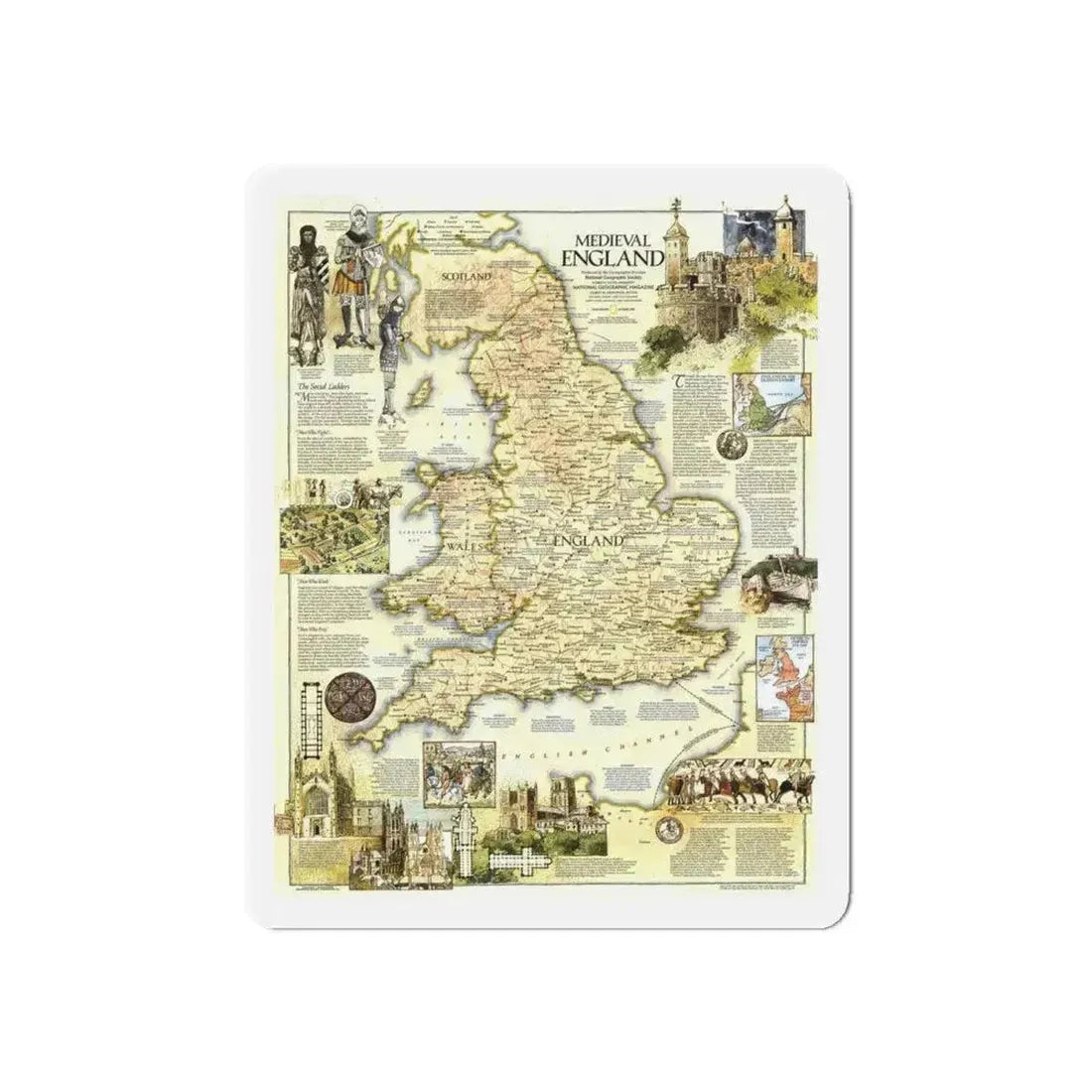 England - Medieval (1979) (Map) Refrigerator Magnet 6 Inch - The Sticker Space