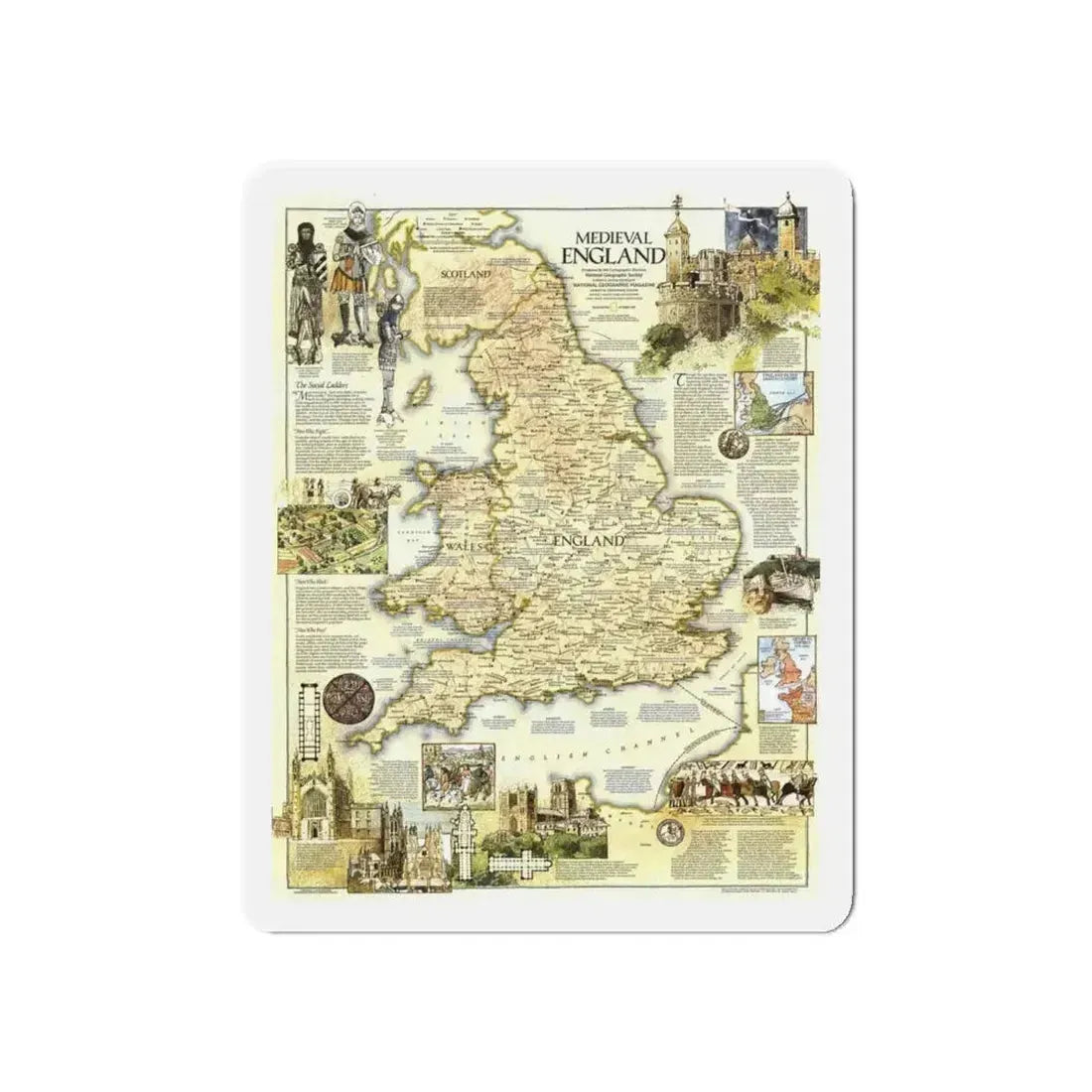 England - Medieval (1979) (Map) Refrigerator Magnet - The Sticker Space
