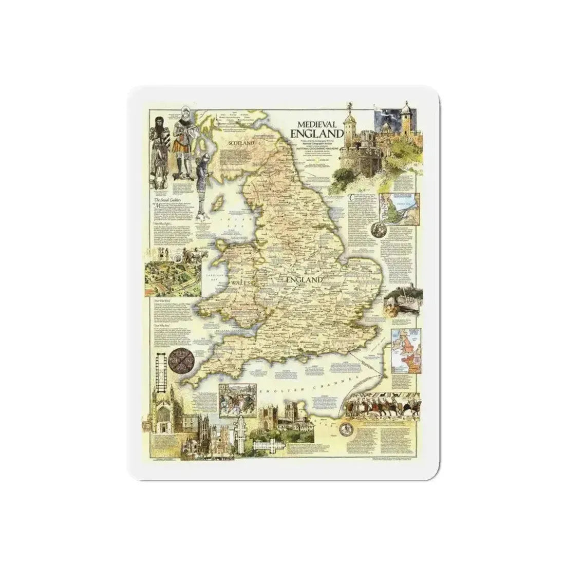 England - Medieval (1979) (Map) Refrigerator Magnet - The Sticker Space