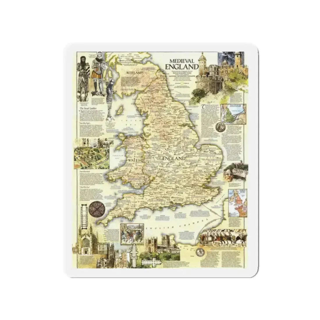 England - Medieval (1979) (Map) Refrigerator Magnet - The Sticker Space