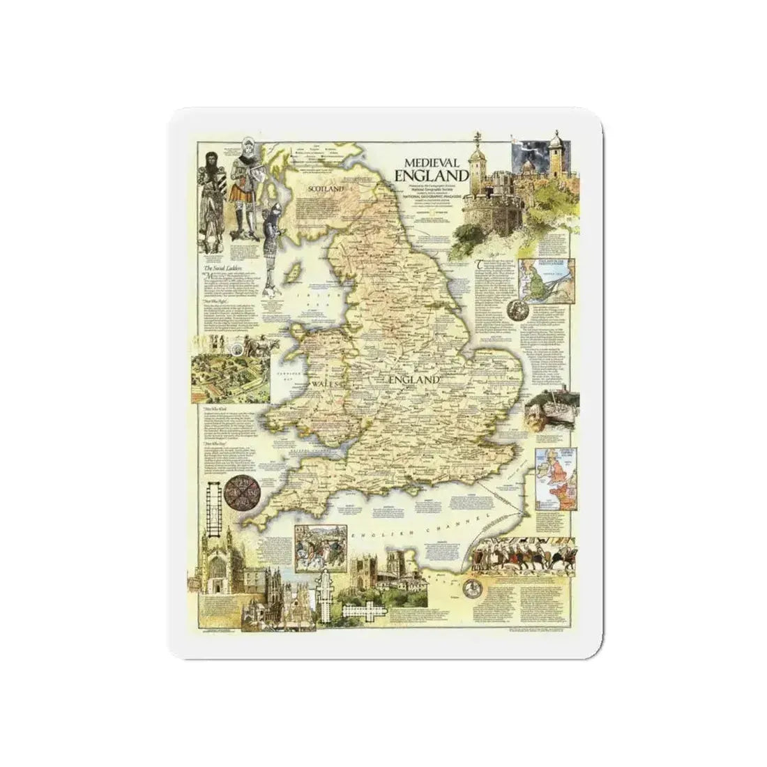 England - Medieval (1979) (Map) Refrigerator Magnet - The Sticker Space