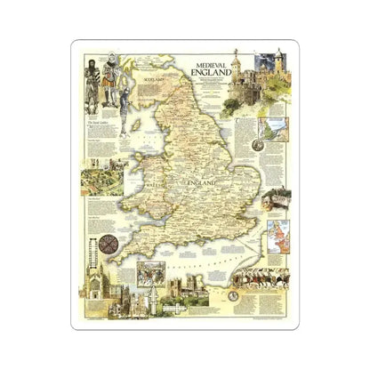 England - Medieval (1979) (Map) STICKER Vinyl Kiss-Cut Decal - The Sticker Space