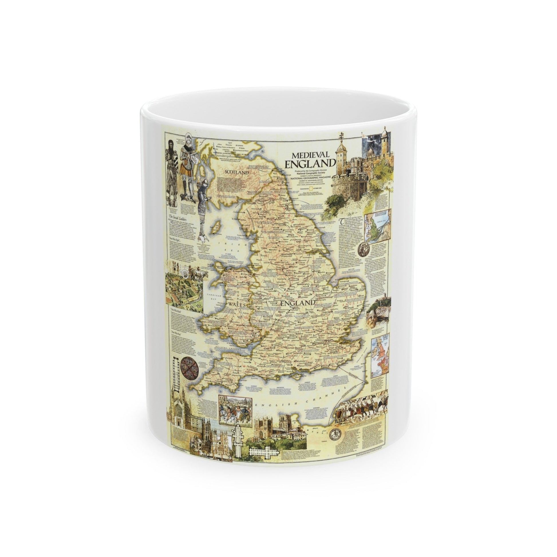 England - Medieval (1979) (Map) White Coffee Mug-11oz-The Sticker Space