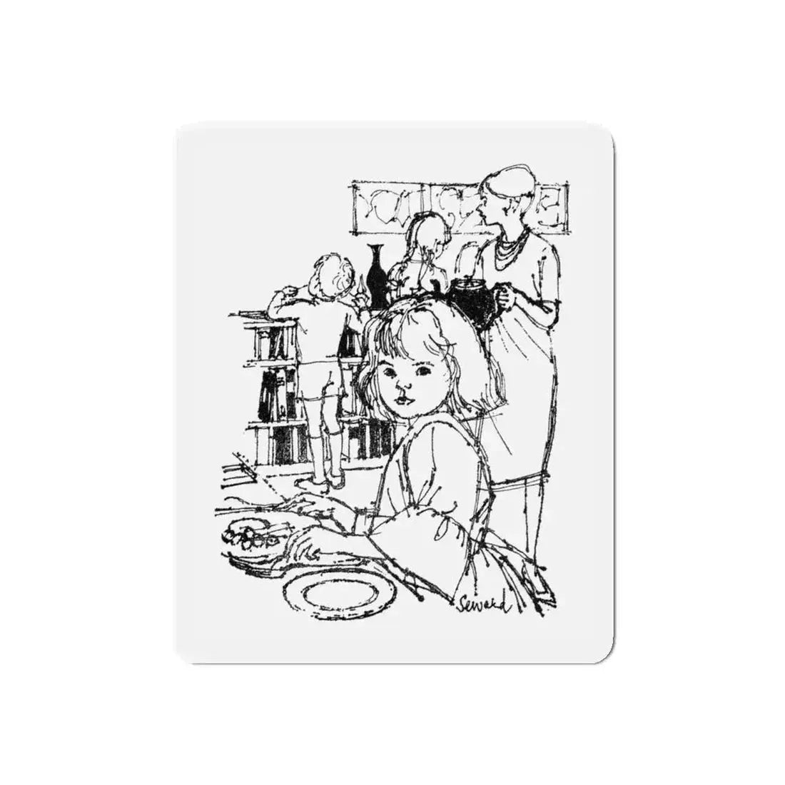 English Family Abroad by Verily Anderson, Homes & Gardens, 1964 (Magazine Illustration) Refrigerator Magnet - The Sticker Space