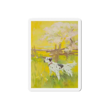 English Setter on a Field (Magazine Illustration) Refrigerator Magnet 6 Inch Die-Cut - The Sticker Space