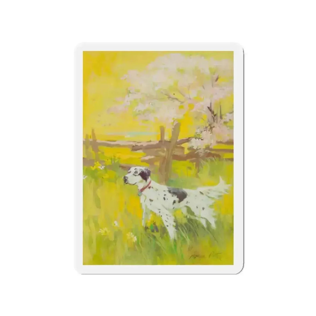 English Setter on a Field (Magazine Illustration) Refrigerator Magnet - The Sticker Space