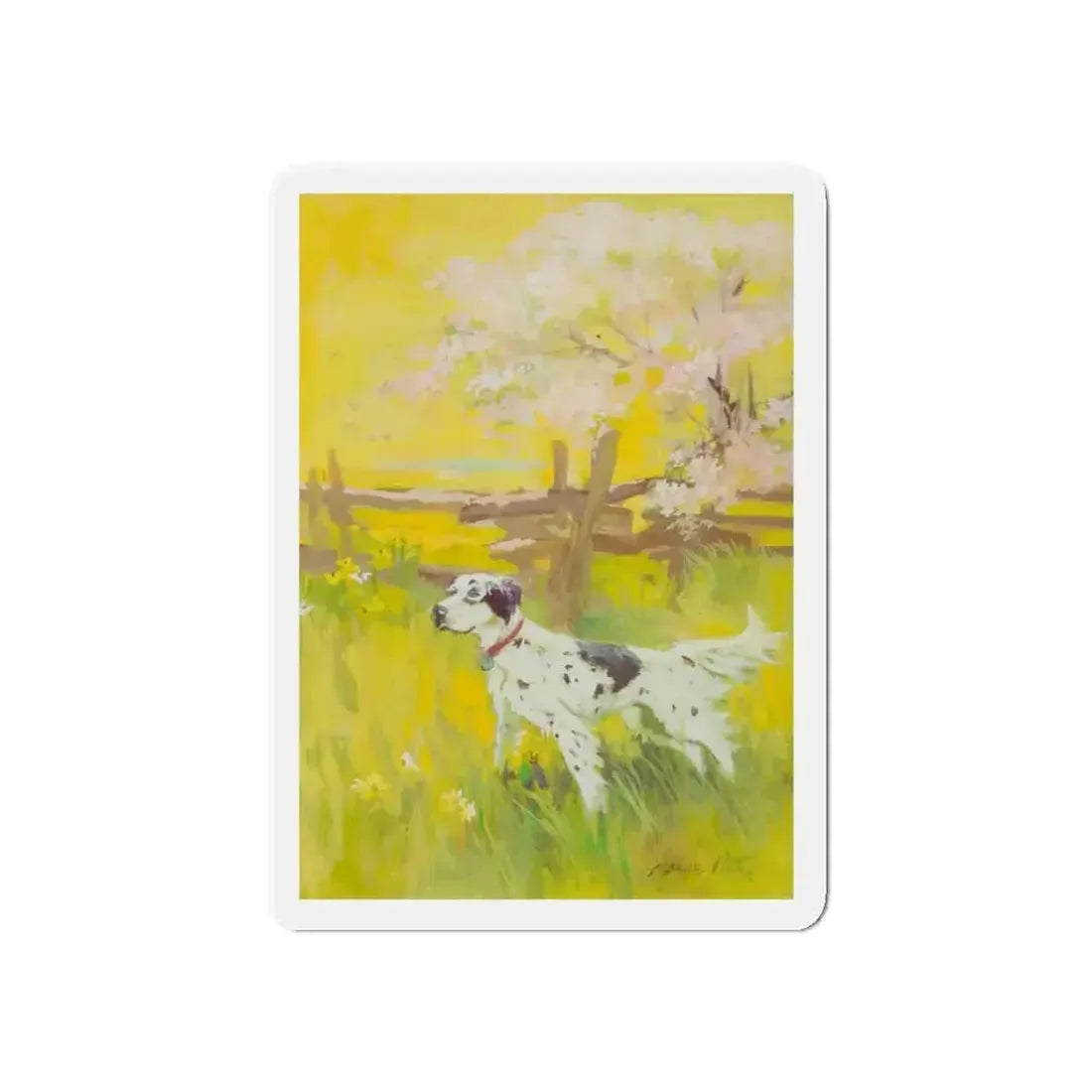 English Setter on a Field (Magazine Illustration) Refrigerator Magnet - The Sticker Space