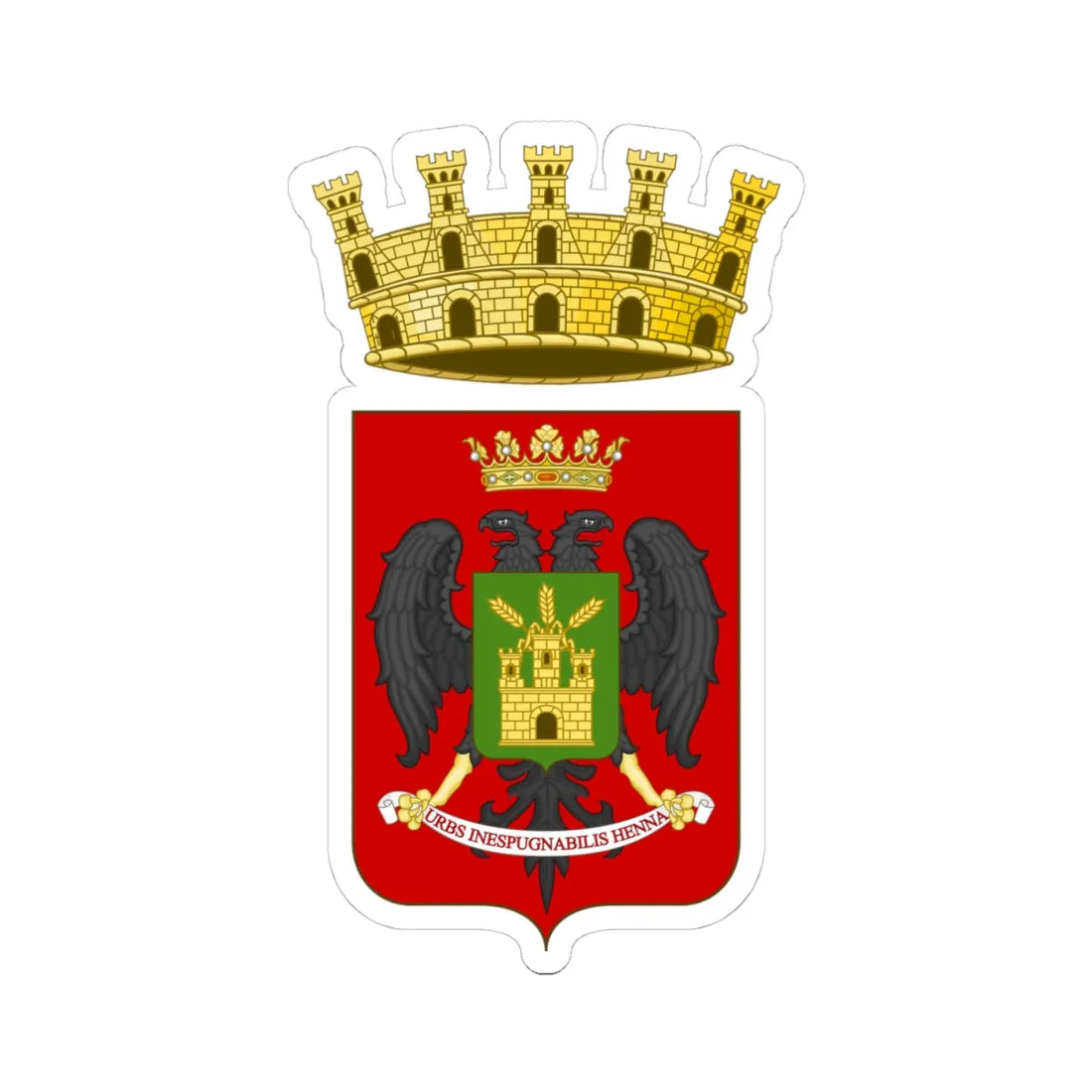 Enna-Stemma (Italy) (Coat of Arms) STICKER Vinyl Kiss-Cut Decal 4 Inch White - The Sticker Space