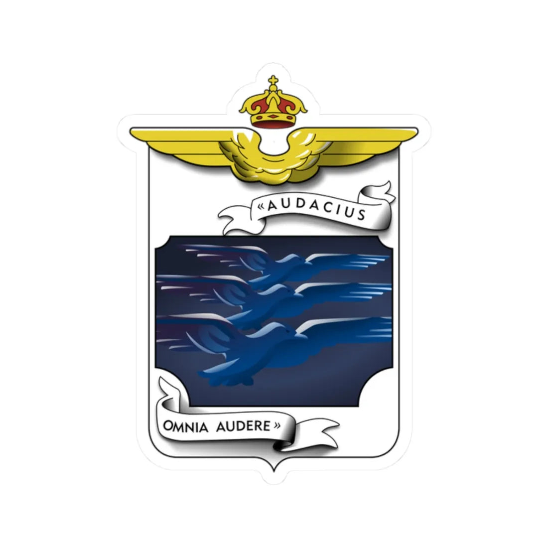 Ensign of the 14º Stormo BT coat of arms of the Italian Air Force (Italy) (Coat of Arms) STICKER Vinyl Kiss-Cut Decal 2 Inch White - The Sticker Space