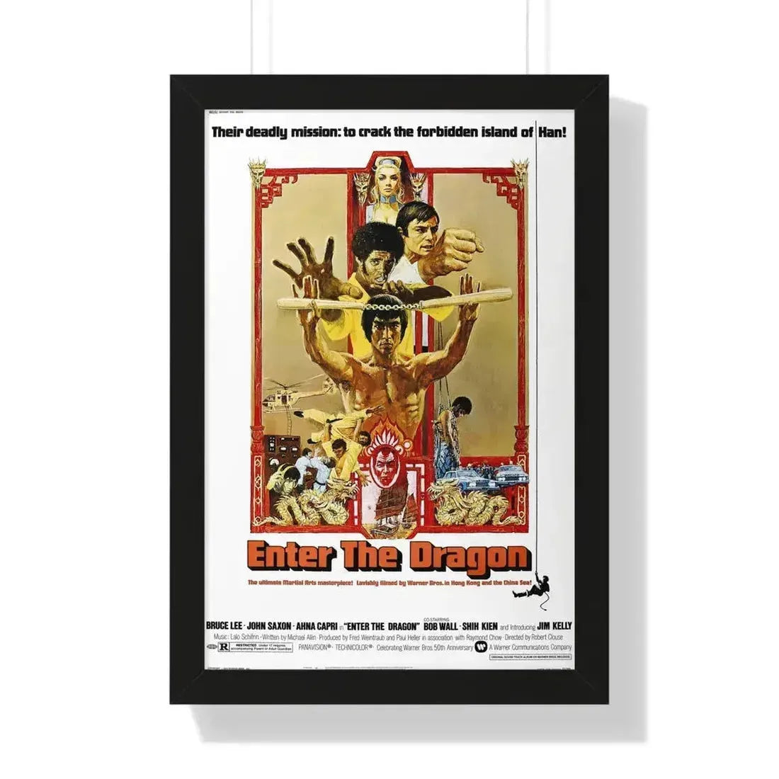ENTER THE DRAGON 1973 - Framed Movie Poster 16″ x 24″ Black - The Sticker Space
