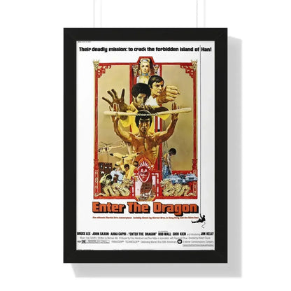 ENTER THE DRAGON 1973 - Framed Movie Poster 16″ x 24″ Black - The Sticker Space