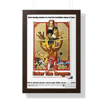 ENTER THE DRAGON 1973 - Framed Movie Poster 16″ x 24″ Walnut - The Sticker Space