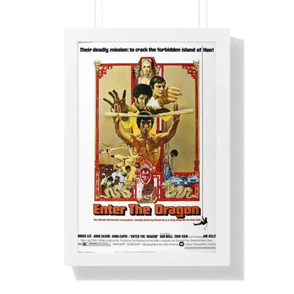 ENTER THE DRAGON 1973 - Framed Movie Poster 16″ x 24″ White - The Sticker Space