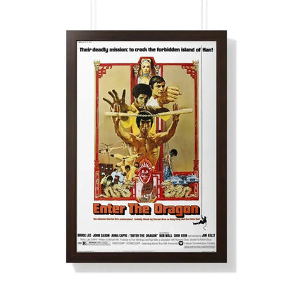 ENTER THE DRAGON 1973 - Framed Movie Poster 20" x 30" Walnut - The Sticker Space