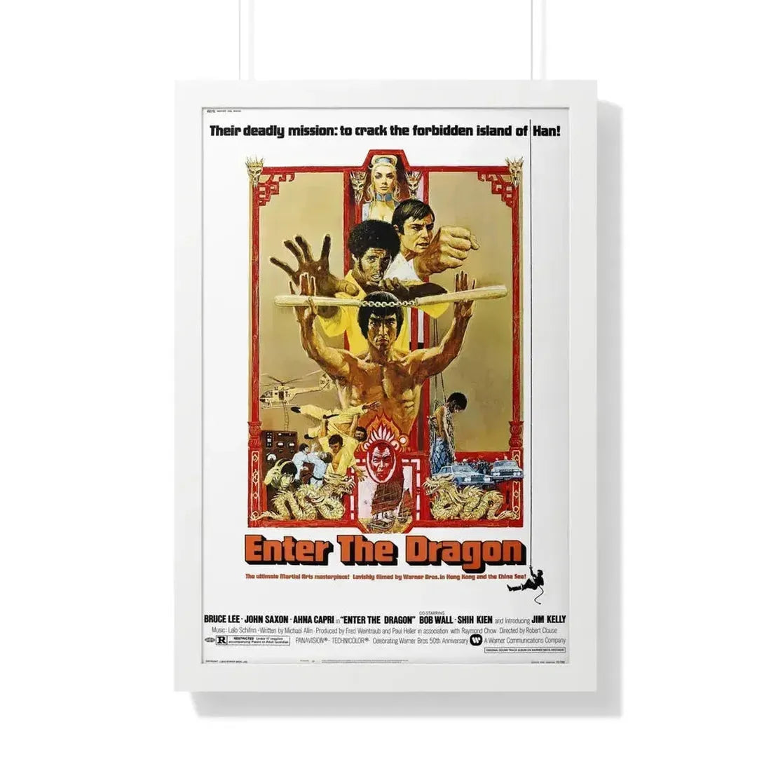 ENTER THE DRAGON 1973 - Framed Movie Poster 20" x 30" White - The Sticker Space