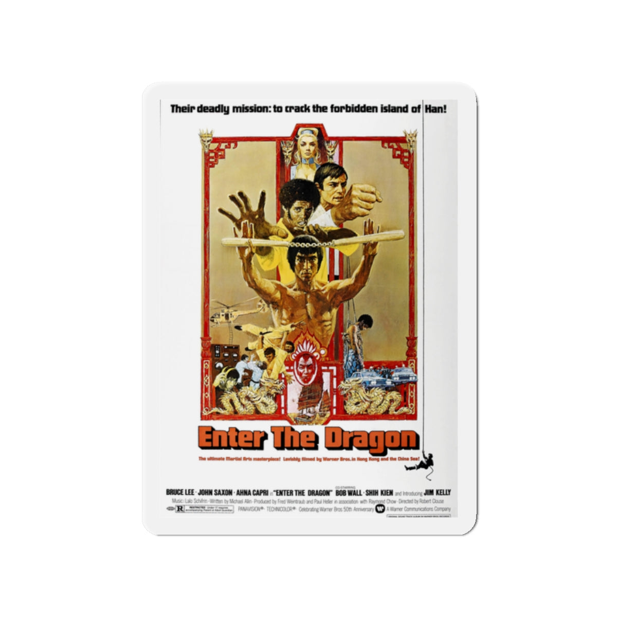 ENTER THE DRAGON 1973 Movie Poster - Die-Cut Magnet-2" x 2"-The Sticker Space