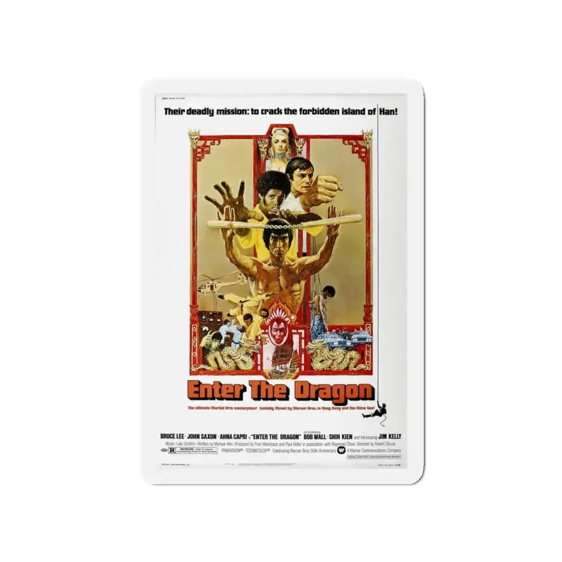 ENTER THE DRAGON 1973 Movie Poster - Refrigerator Magnet 4 Inch - The Sticker Space