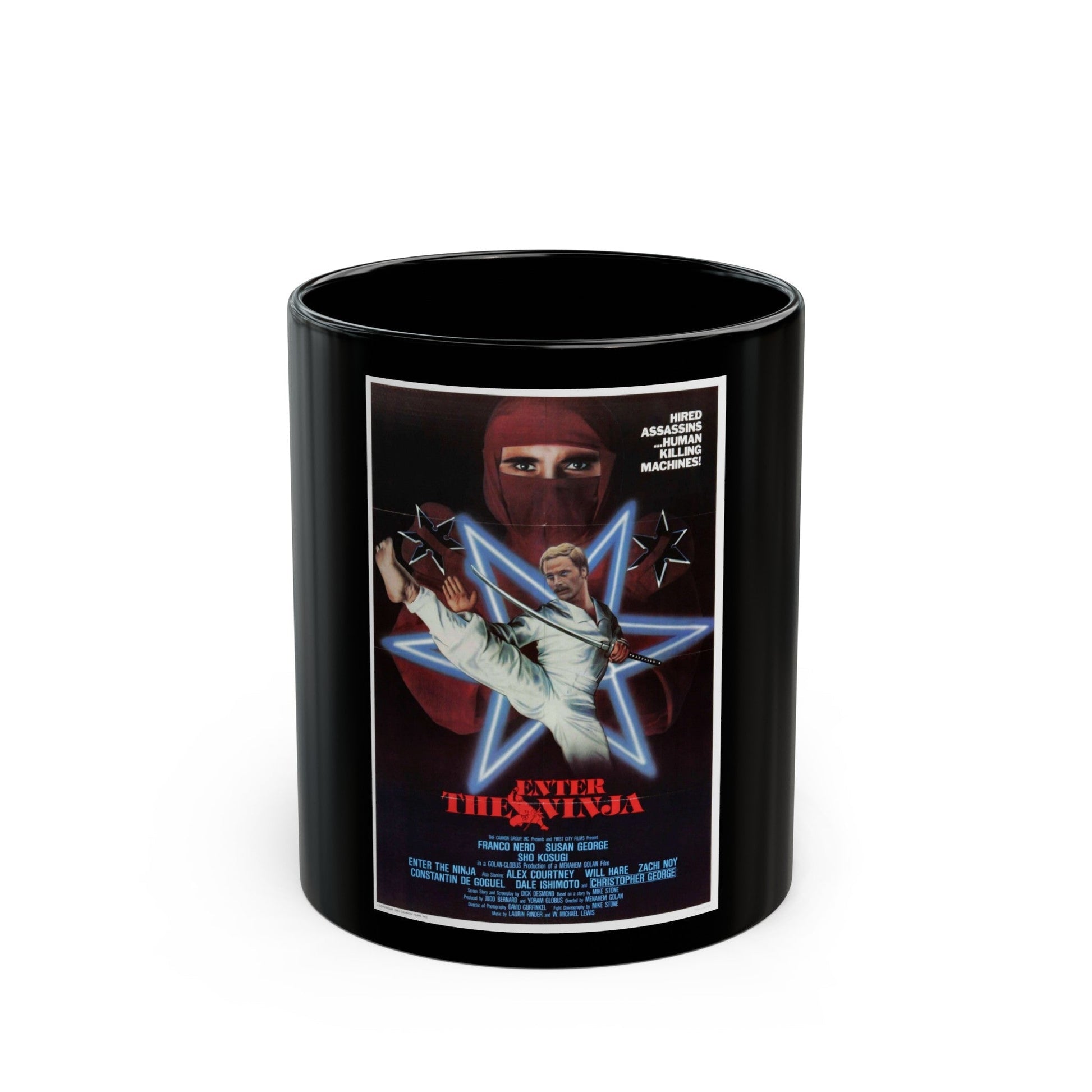 ENTER THE NINJA 1981 Movie Poster - Black Coffee Mug-11oz-The Sticker Space