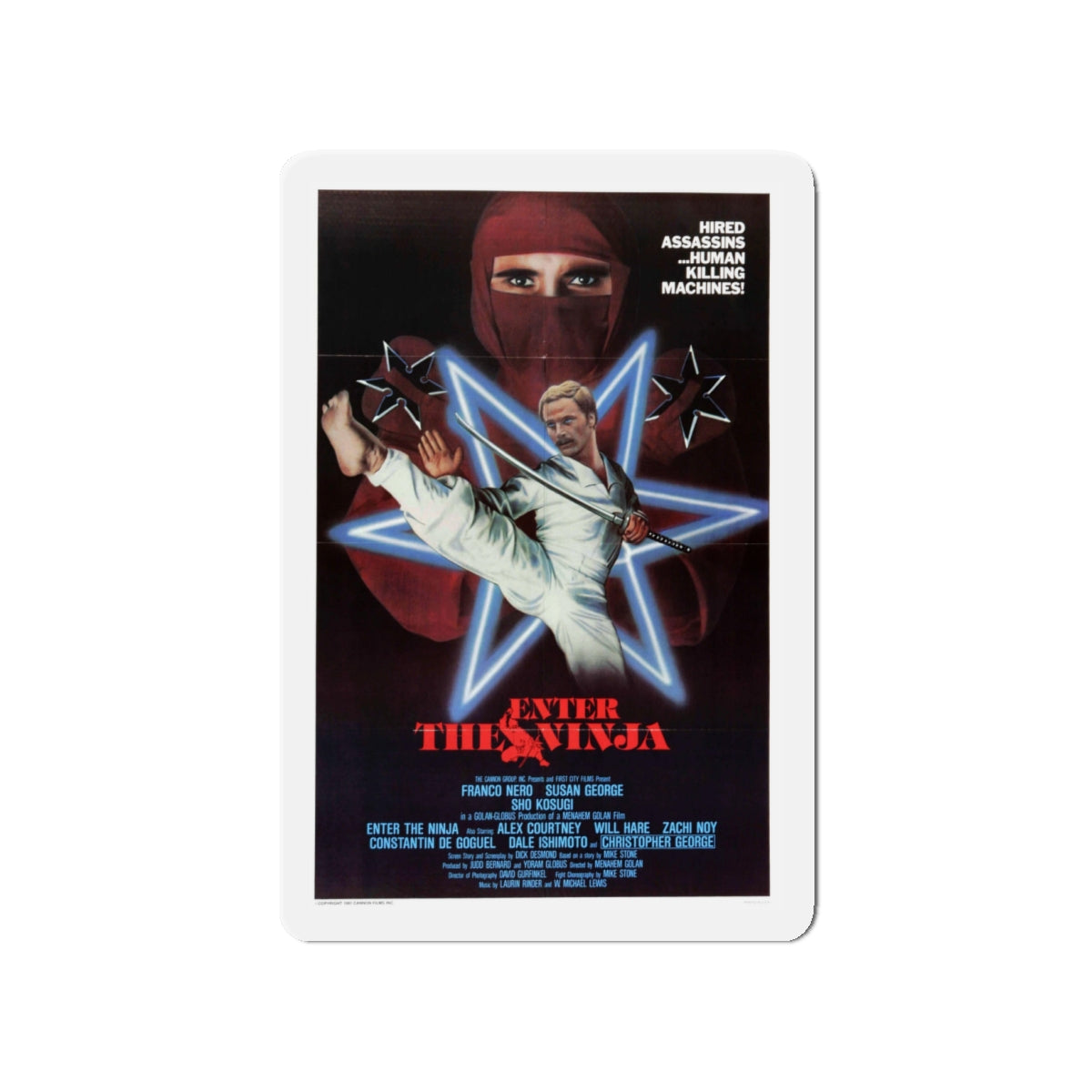 ENTER THE NINJA 1981 Movie Poster - Die-Cut Magnet-4" x 4"-The Sticker Space