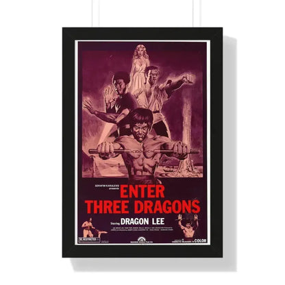 ENTER THREE DRAGONS 1978 - Framed Movie Poster 16″ x 24″ Black - The Sticker Space