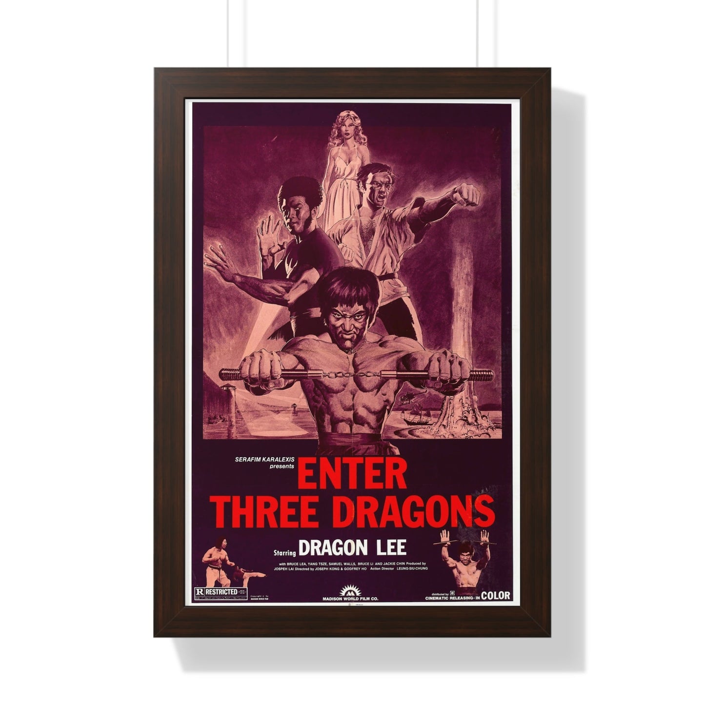 ENTER THREE DRAGONS 1978 - Framed Movie Poster-16″ x 24″-The Sticker Space