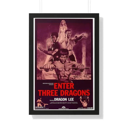 ENTER THREE DRAGONS 1978 - Framed Movie Poster 20" x 30" Black - The Sticker Space