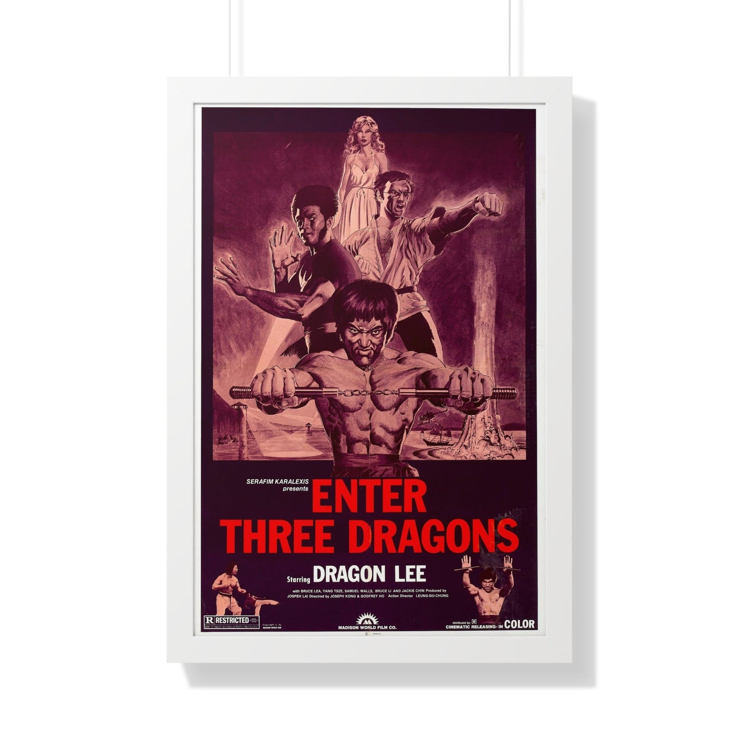 ENTER THREE DRAGONS 1978 - Framed Movie Poster-20" x 30"-The Sticker Space