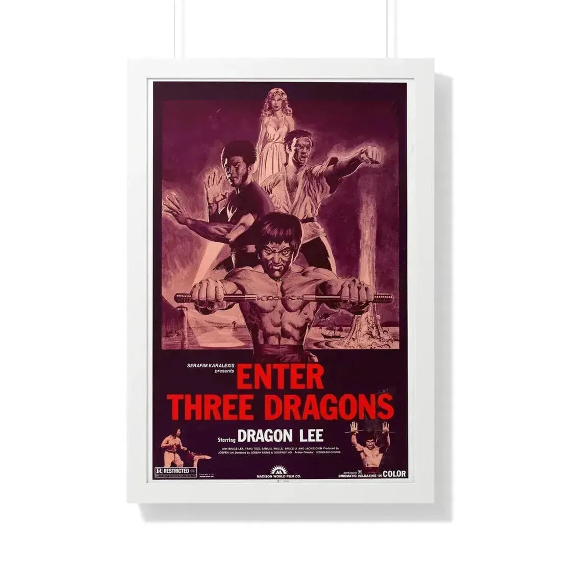 ENTER THREE DRAGONS 1978 - Framed Movie Poster 20" x 30" White - The Sticker Space