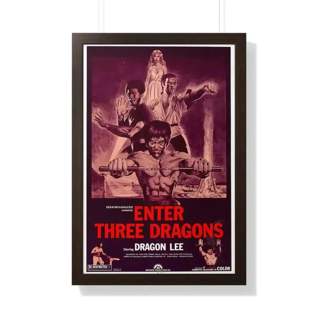 ENTER THREE DRAGONS 1978 - Framed Movie Poster - The Sticker Space