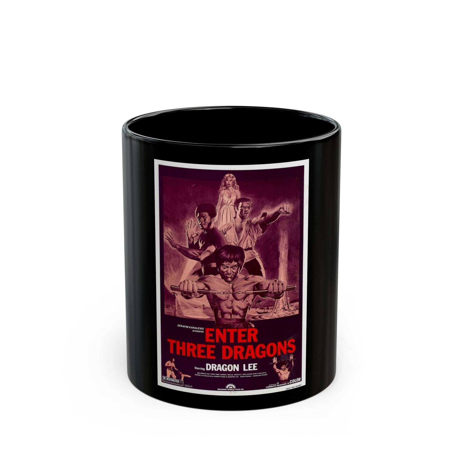 ENTER THREE DRAGONS 1978 Movie Poster - Black Coffee Mug-11oz-The Sticker Space