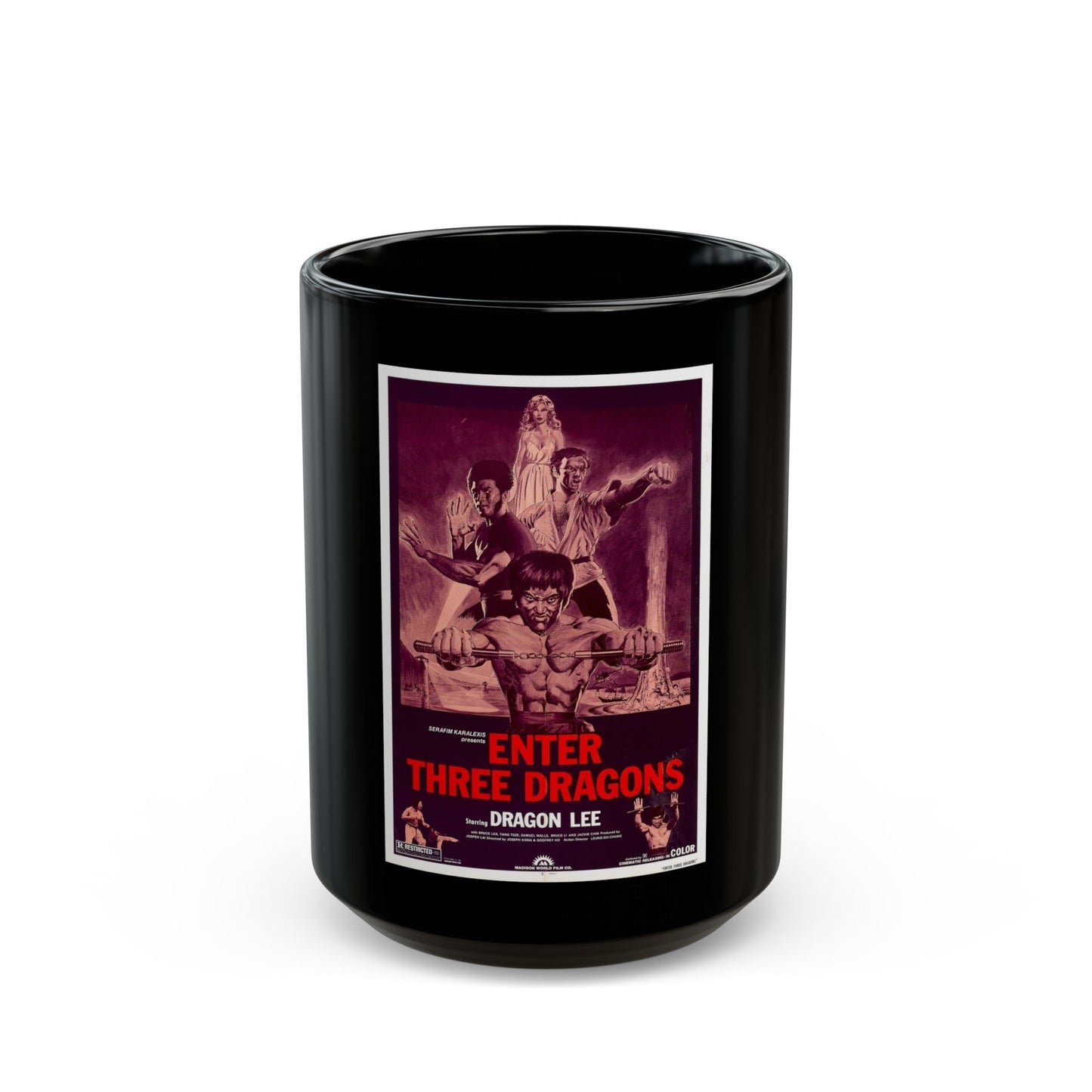 ENTER THREE DRAGONS 1978 Movie Poster - Black Coffee Mug-15oz-The Sticker Space