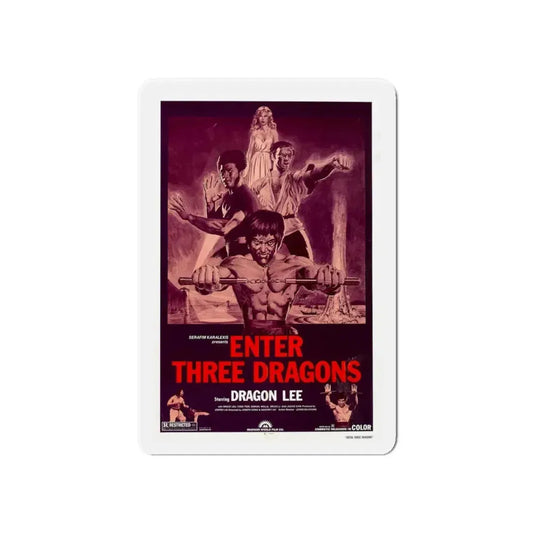 ENTER THREE DRAGONS 1978 Movie Poster - Refrigerator Magnet 6 Inch - The Sticker Space
