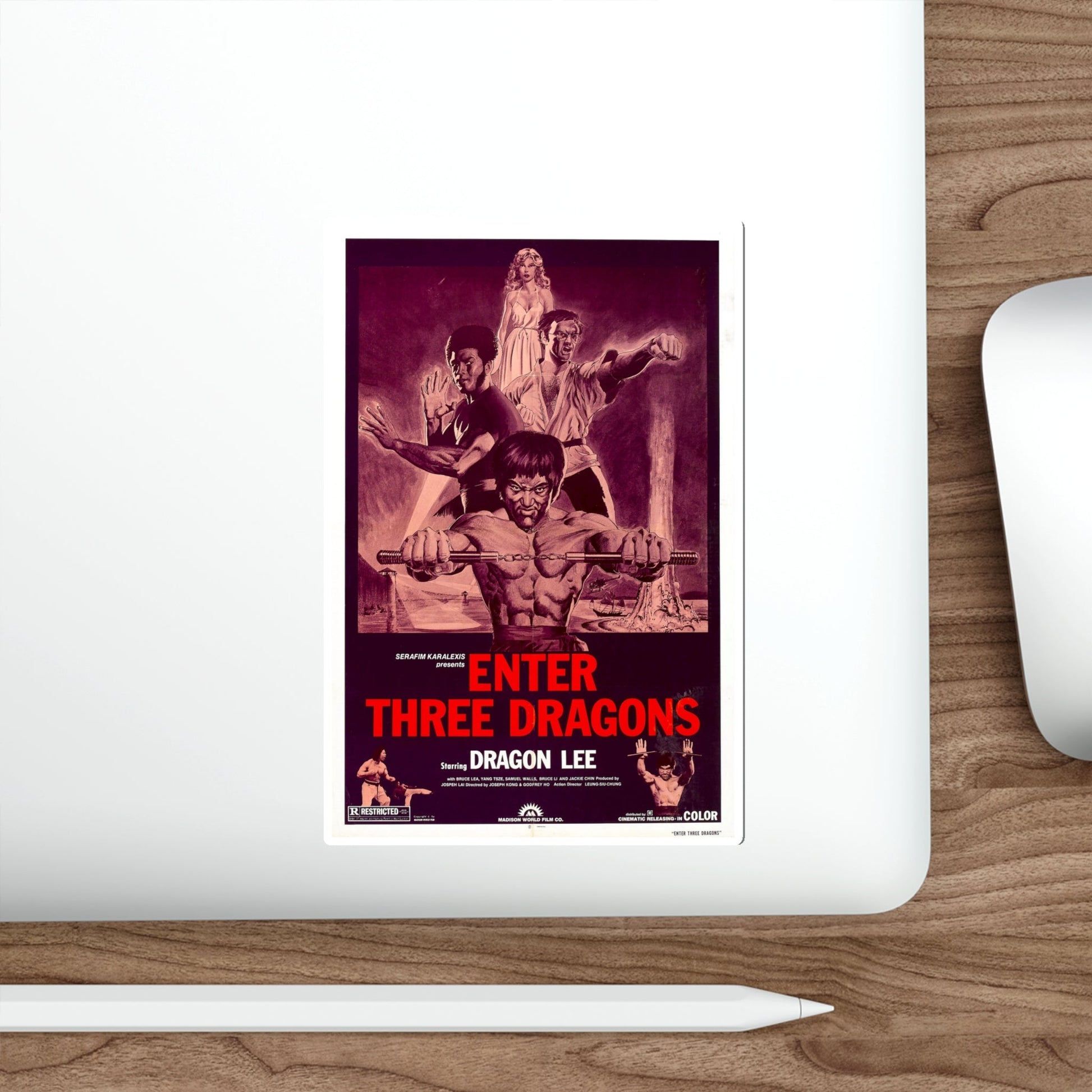 ENTER THREE DRAGONS 1978 Movie Poster STICKER Vinyl Die-Cut Decal-The Sticker Space